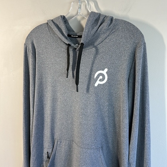 Peloton Womens Pullover Heather Grey Hoodie Sweatshirt Size Large Thumb Holes - Picture 3 of 12